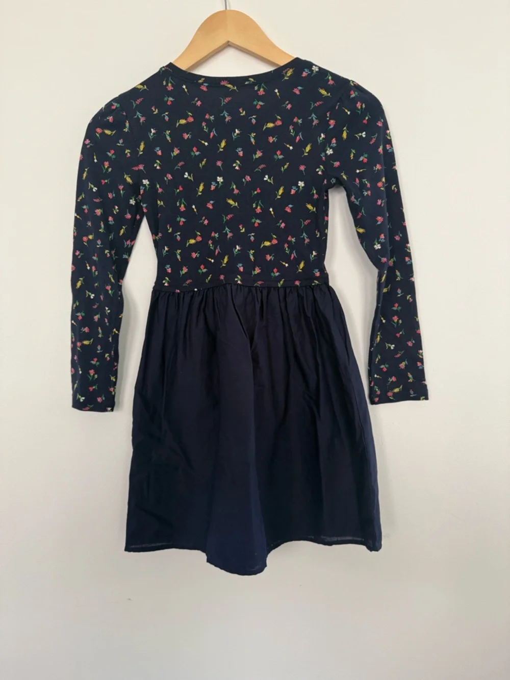 GAP Kids Navy Floral Long Sleeve Fit & Flare Dress Henley School Uniform Size L
